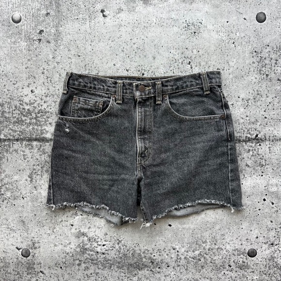 Levi's Pants - Vintage Levi's Shorts Women 30 Charcoal Grey Raw Hem Frayed 531 Denim 90s